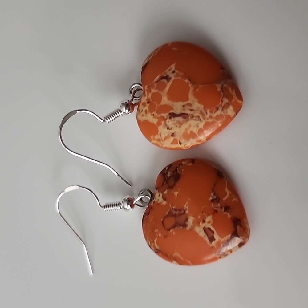 Stone Heart Earrings 925S STERLING POST